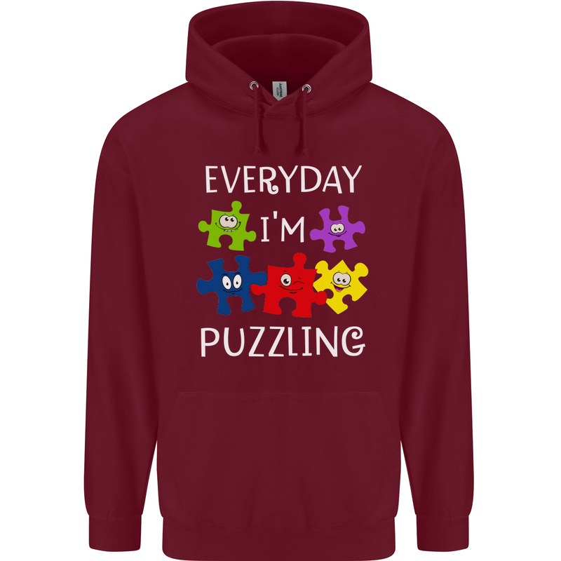 Every Day I'm Puzzling Autism Autistic ASD Childrens Kids Hoodie Maroon