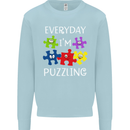 Every Day I'm Puzzling Autism Autistic ASD Kids Sweatshirt Jumper Light Blue