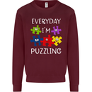 Every Day I'm Puzzling Autism Autistic ASD Kids Sweatshirt Jumper Maroon