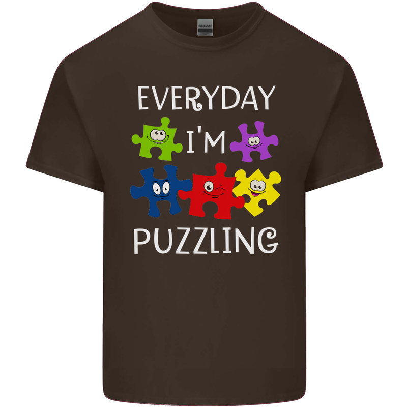 Every Day I'm Puzzling Autism Autistic ASD Kids T-Shirt Childrens Chocolate