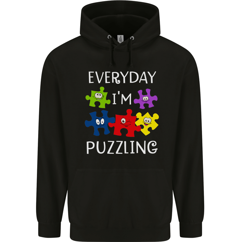 Every Day I'm Puzzling Autism Autistic ASD Mens 80% Cotton Hoodie Black