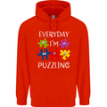 Every Day I'm Puzzling Autism Autistic ASD Mens 80% Cotton Hoodie Bright Red