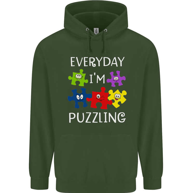 Every Day I'm Puzzling Autism Autistic ASD Mens 80% Cotton Hoodie Forest Green
