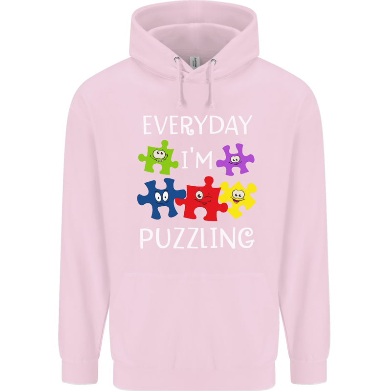 Every Day I'm Puzzling Autism Autistic ASD Mens 80% Cotton Hoodie Light Pink