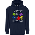 Every Day I'm Puzzling Autism Autistic ASD Mens 80% Cotton Hoodie Navy Blue