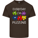 Every Day I'm Puzzling Autism Autistic ASD Mens Cotton T-Shirt Tee Top Dark Chocolate