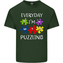 Every Day I'm Puzzling Autism Autistic ASD Mens Cotton T-Shirt Tee Top Forest Green