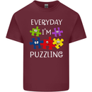 Every Day I'm Puzzling Autism Autistic ASD Mens Cotton T-Shirt Tee Top Maroon