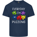 Every Day I'm Puzzling Autism Autistic ASD Mens Cotton T-Shirt Tee Top Navy Blue