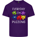 Every Day I'm Puzzling Autism Autistic ASD Mens Cotton T-Shirt Tee Top Purple