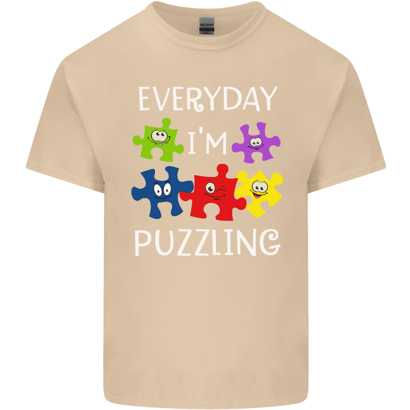 Every Day I'm Puzzling Autism Autistic ASD Mens Cotton T-Shirt Tee Top Sand