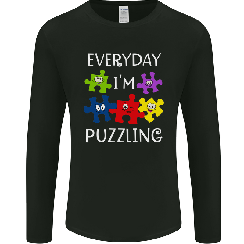 Every Day I'm Puzzling Autism Autistic ASD Mens Long Sleeve T-Shirt Black