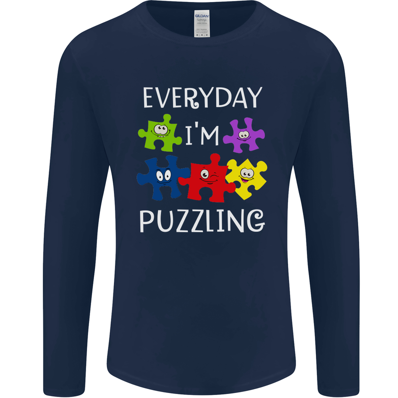 Every Day I'm Puzzling Autism Autistic ASD Mens Long Sleeve T-Shirt Navy Blue