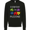 Every Day I'm Puzzling Autism Autistic ASD Mens Sweatshirt Jumper Black