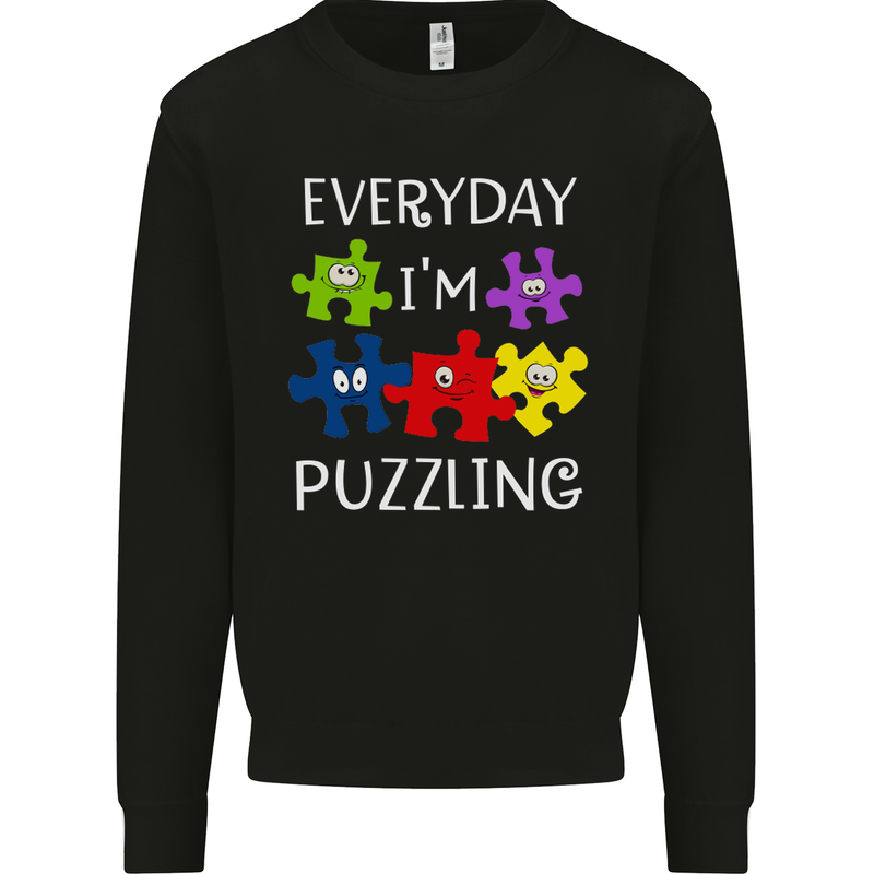 Every Day I'm Puzzling Autism Autistic ASD Mens Sweatshirt Jumper Black