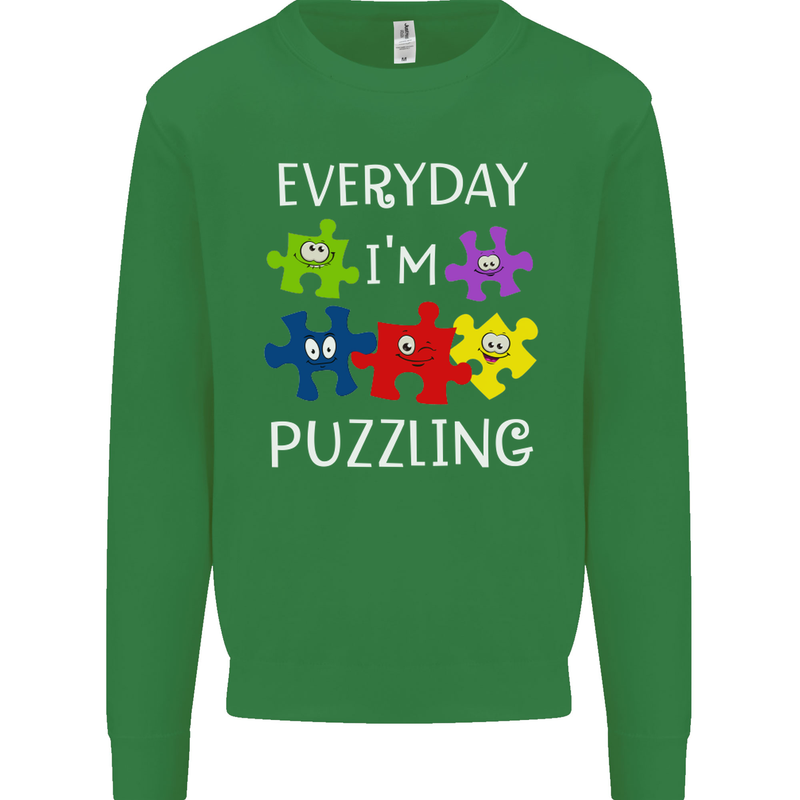 Every Day I'm Puzzling Autism Autistic ASD Mens Sweatshirt Jumper Irish Green