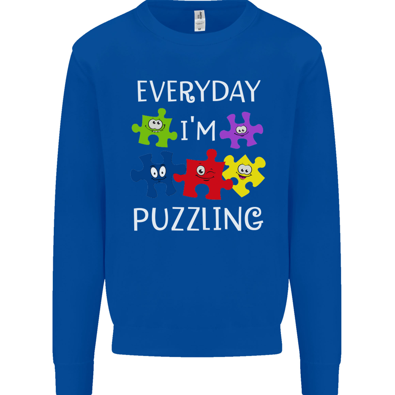 Every Day I'm Puzzling Autism Autistic ASD Mens Sweatshirt Jumper Royal Blue