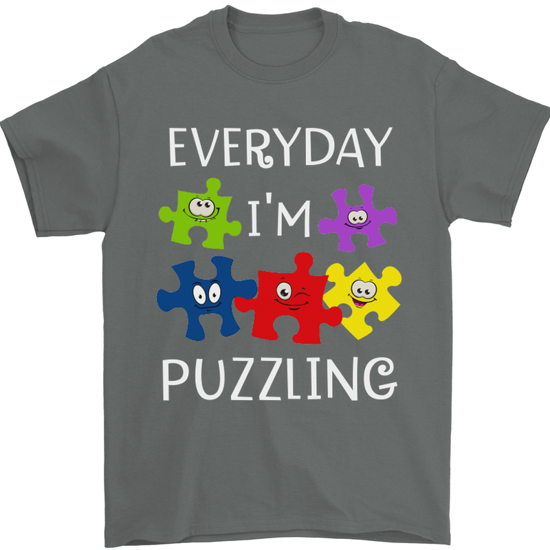 Every Day I'm Puzzling Autism Autistic ASD Mens T-Shirt Cotton Gildan Charcoal