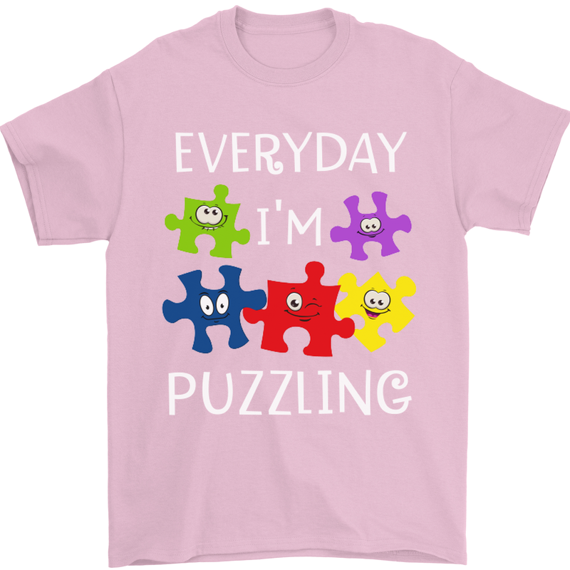 Every Day I'm Puzzling Autism Autistic ASD Mens T-Shirt Cotton Gildan Light Pink