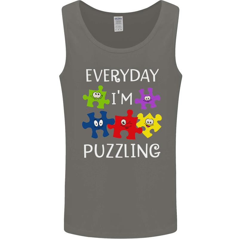 Every Day I'm Puzzling Autism Autistic ASD Mens Vest Tank Top Charcoal