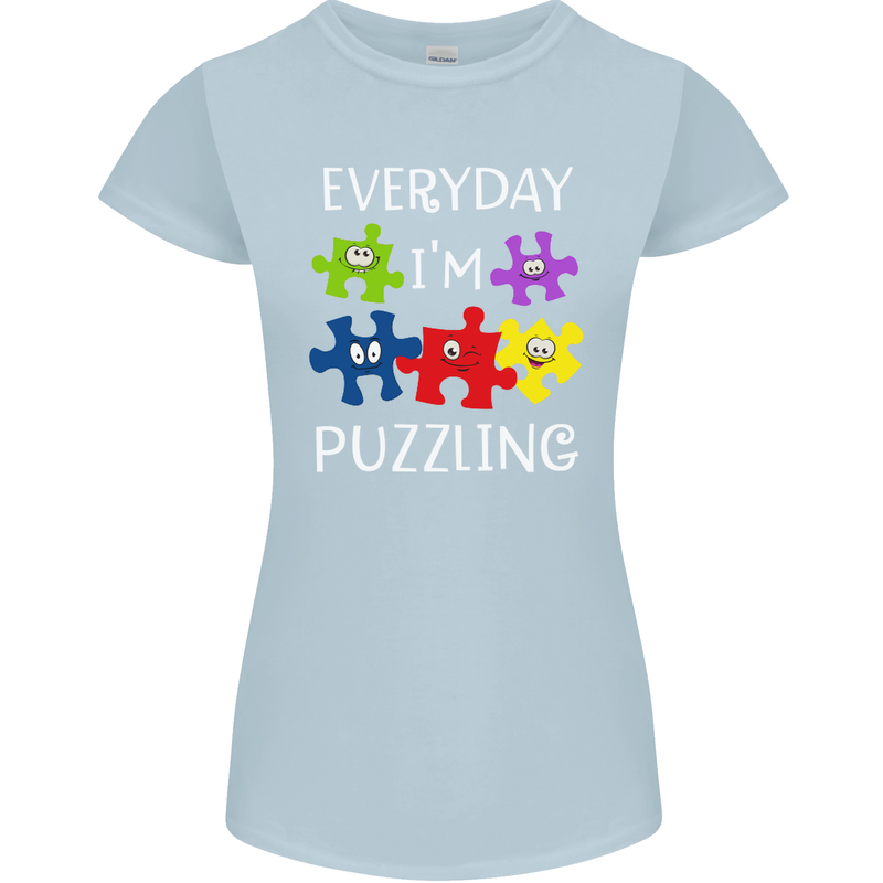 Every Day I'm Puzzling Autism Autistic ASD Womens Petite Cut T-Shirt Light Blue