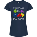 Every Day I'm Puzzling Autism Autistic ASD Womens Petite Cut T-Shirt Navy Blue
