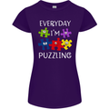 Every Day I'm Puzzling Autism Autistic ASD Womens Petite Cut T-Shirt Purple
