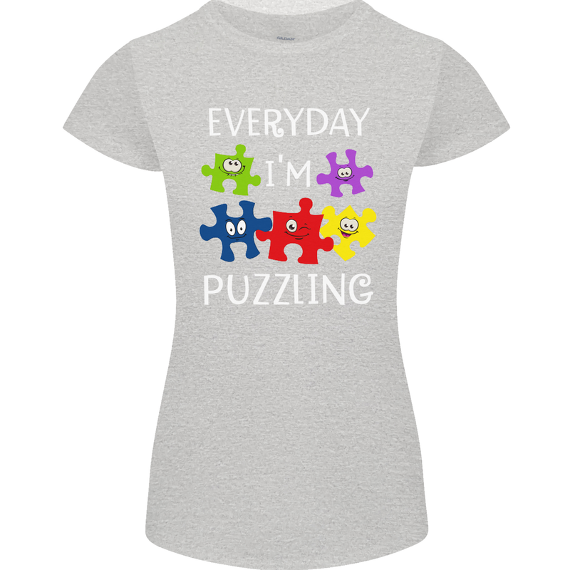 Every Day I'm Puzzling Autism Autistic ASD Womens Petite Cut T-Shirt Sports Grey