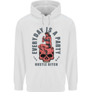 Every Day Is a Party Hustle Skull Alcohol Childrens Kids Hoodie White