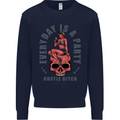 Every Day Is a Party Hustle Skull Alcohol Kids Sweatshirt Jumper Navy Blue