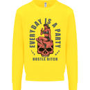 Every Day Is a Party Hustle Skull Alcohol Kids Sweatshirt Jumper Yellow