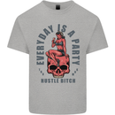 Every Day Is a Party Hustle Skull Alcohol Kids T-Shirt Childrens Sports Grey