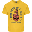 Every Day Is a Party Hustle Skull Alcohol Kids T-Shirt Childrens Yellow