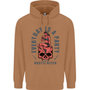 Every Day Is a Party Hustle Skull Alcohol Mens 80% Cotton Hoodie Caramel Latte