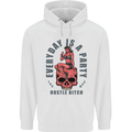 Every Day Is a Party Hustle Skull Alcohol Mens 80% Cotton Hoodie White