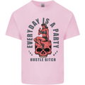 Every Day Is a Party Hustle Skull Alcohol Mens Cotton T-Shirt Tee Top Light Pink