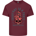 Every Day Is a Party Hustle Skull Alcohol Mens Cotton T-Shirt Tee Top Maroon