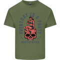 Every Day Is a Party Hustle Skull Alcohol Mens Cotton T-Shirt Tee Top Military Green