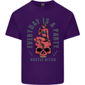 Every Day Is a Party Hustle Skull Alcohol Mens Cotton T-Shirt Tee Top Purple