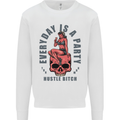Every Day Is a Party Hustle Skull Alcohol Mens Sweatshirt Jumper White
