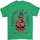 Every Day Is a Party Hustle Skull Alcohol Mens T-Shirt Cotton Gildan Irish Green