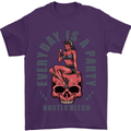 Every Day Is a Party Hustle Skull Alcohol Mens T-Shirt Cotton Gildan Purple