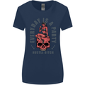 Every Day Is a Party Hustle Skull Alcohol Womens Wider Cut T-Shirt Navy Blue