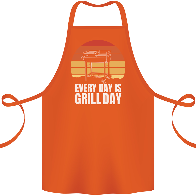 Every Days a Grill Day Funny BBQ Retirement Cotton Apron 100% Organic Orange