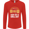 Every Days a Grill Day Funny BBQ Retirement Mens Long Sleeve T-Shirt Red