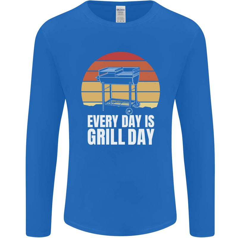 Every Days a Grill Day Funny BBQ Retirement Mens Long Sleeve T-Shirt Royal Blue