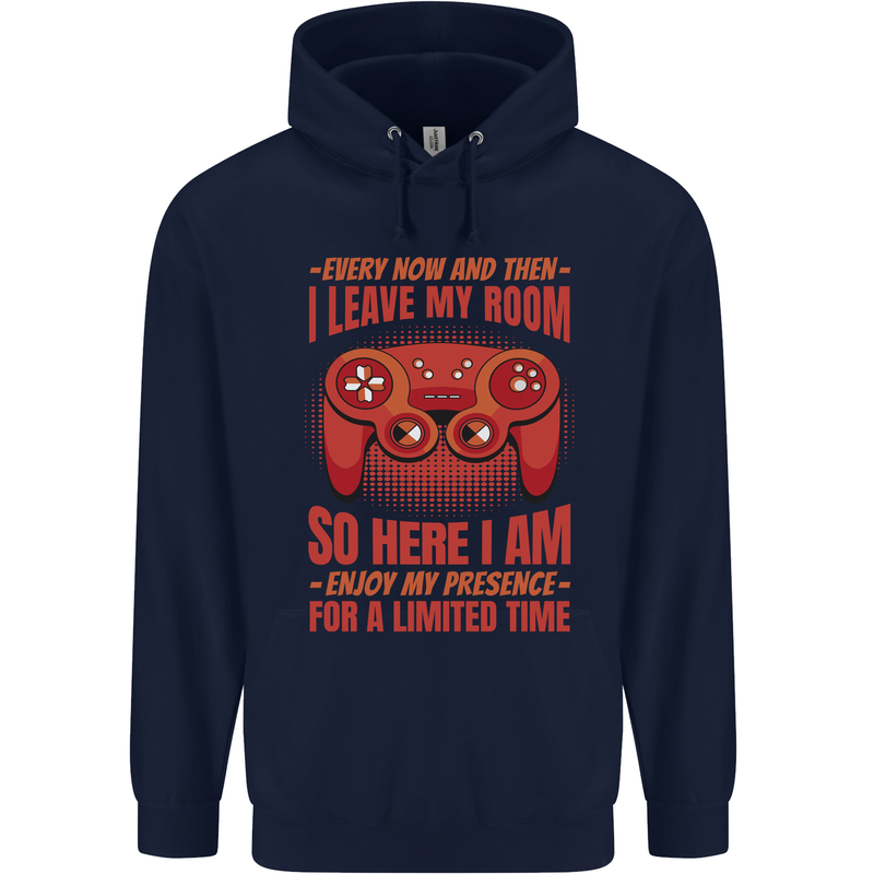 Every Now & Then I Leave My Room Gamer Childrens Kids Hoodie Navy Blue
