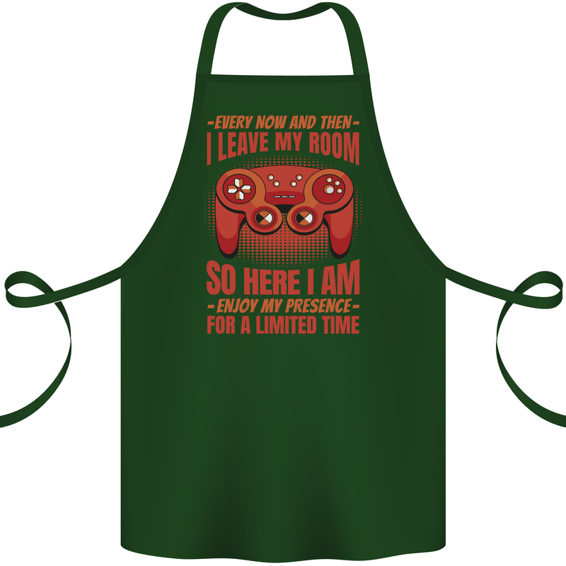 Every Now & Then I Leave My Room Gamer Cotton Apron 100% Organic Forest Green