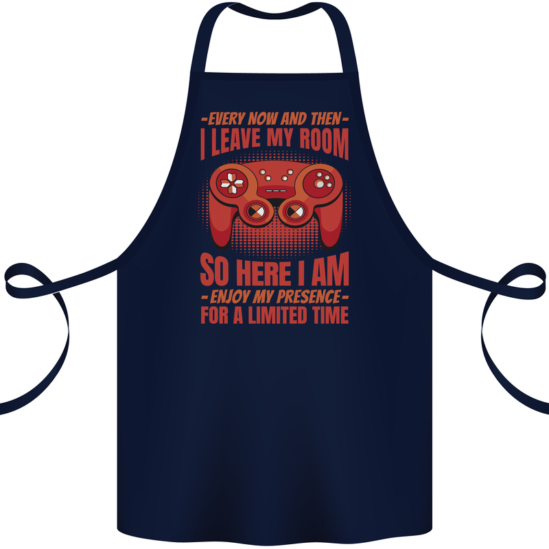 Every Now & Then I Leave My Room Gamer Cotton Apron 100% Organic Navy Blue