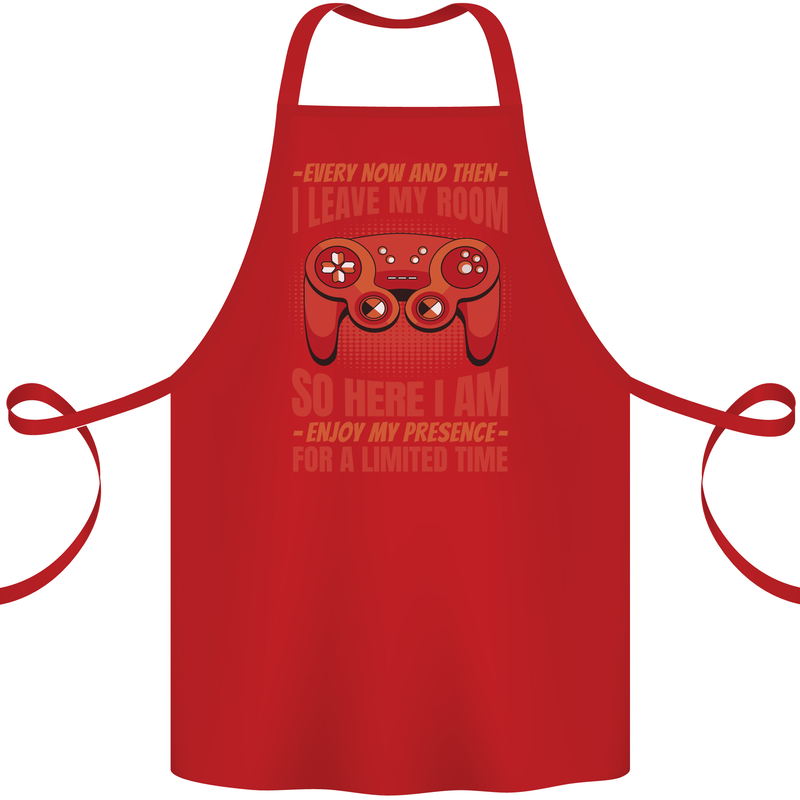 Every Now & Then I Leave My Room Gamer Cotton Apron 100% Organic Red